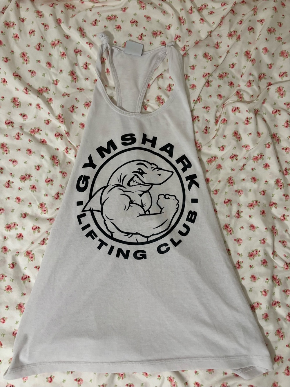 Gymshark White Racerback Tank with Black Lifting Club Logo